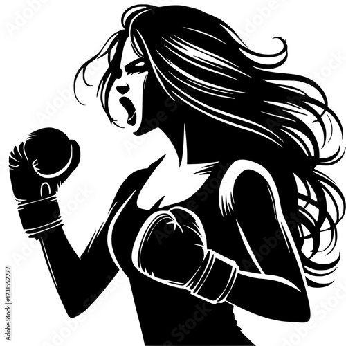 Silhouette of female boxer