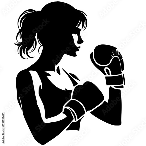 Silhouette of female boxer