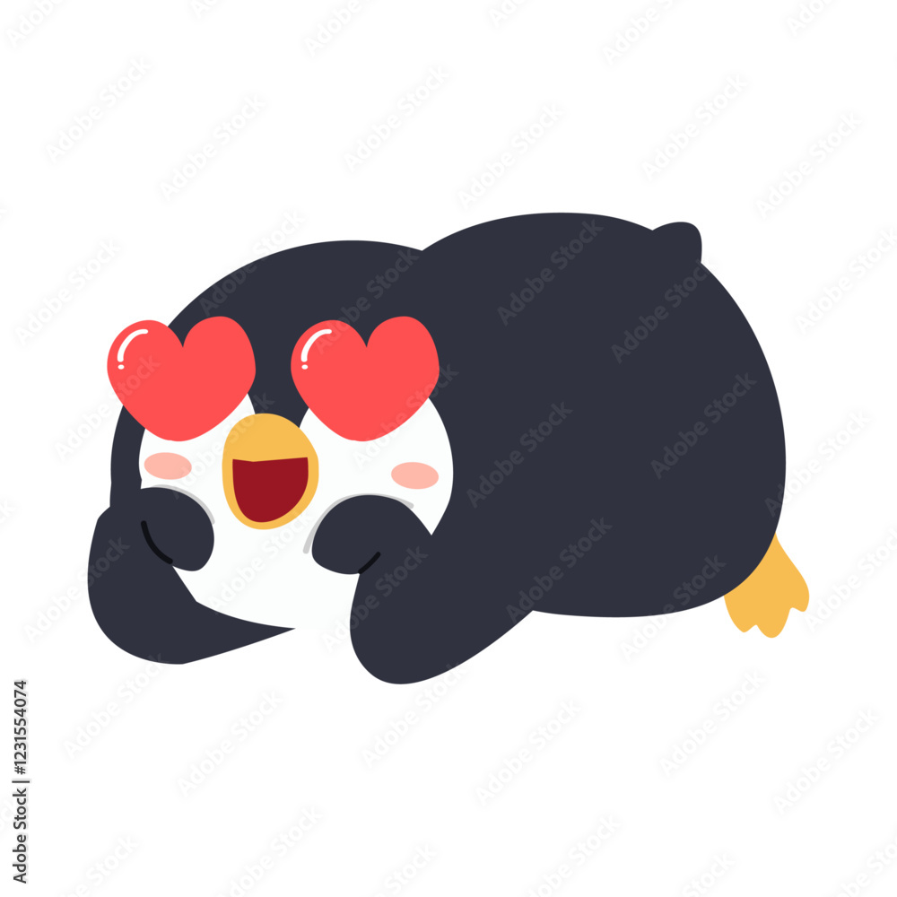 Obraz premium Adorable little penguin feeling love