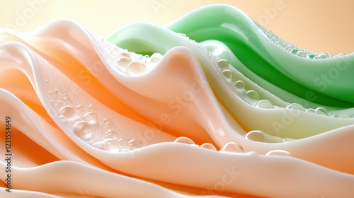 Colorful abstract waves with bubbles and gradients.