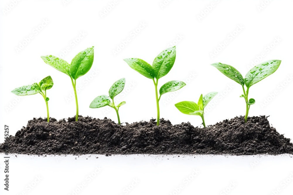 Vibrant Green Seedlings Sprouting from Rich Earth - A Symbol of Renewal and Growth Vibrant Green Seedlings Sprouting from Rich Earth - A Symbol of Renewal and Growth