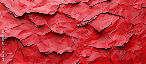 Wallpaper Mural Close up of vibrant wrinkled red paper showcasing intricate creased textures with layered patterns emphasizing depth and detail in the bold color Torontodigital.ca