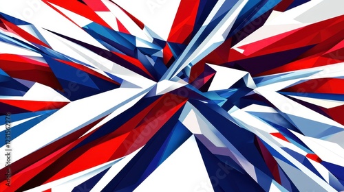 Abstract Red Blue White Geometric Crystal Formation