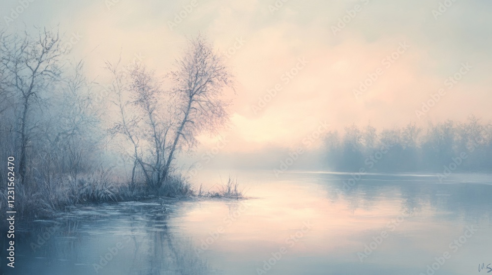 Winter Sunrise on a Misty River Winter Sunrise on a Misty River
