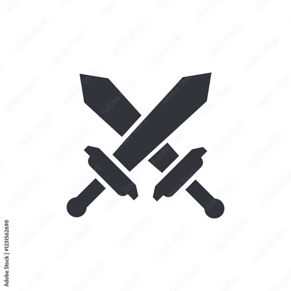 Obraz premium Sword fight solid icons, minimalist vector illustration ,simple transparent graphic element .Isolated on white background
