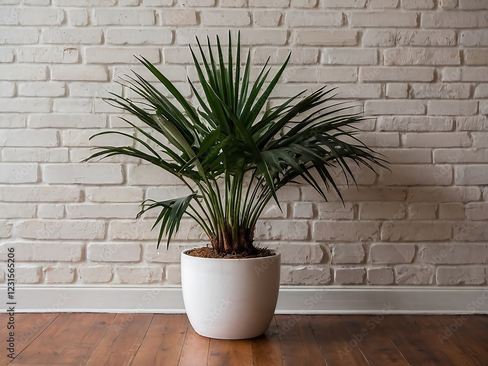 Fototapeta premium Modern Indoor Plant Decor in a Minimalist Living Space with Greenery and Natural Lighting