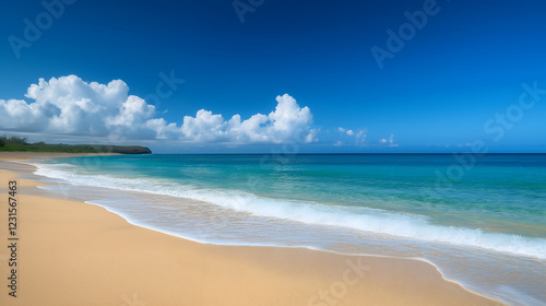 Wallpaper Mural Tropical Paradise Crystal-Clear Waters and Golden Sand Under a Bright Blue Sky Torontodigital.ca