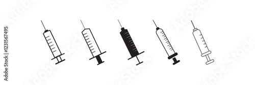 syringe icon set  , inject icon vector
