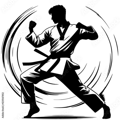 Taekwondo fighter silhouette