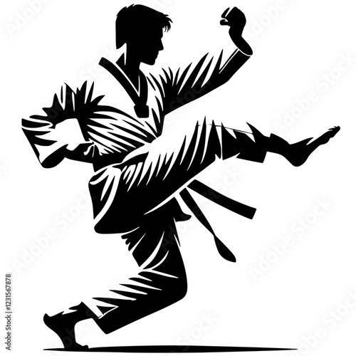 Taekwondo fighter silhouette
