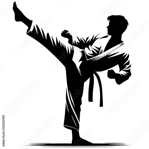 Taekwondo fighter silhouette