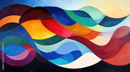 Abstract colorful wave art canvas, flowing design, vibrant background, home decor