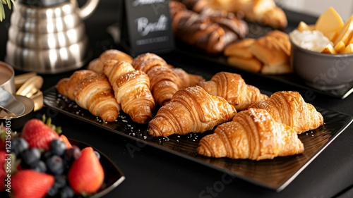 Wallpaper Mural Breakfast Buffet: A spread of croissants, scrambled eggs, fruit platters, and coffee urns. Catering. Hotel. Morning. Torontodigital.ca