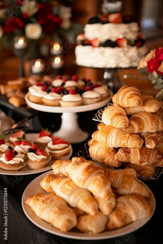Wallpaper Mural Breakfast Buffet: A spread of croissants, scrambled eggs, fruit platters, and coffee urns. Catering. Hotel. Morning. Torontodigital.ca