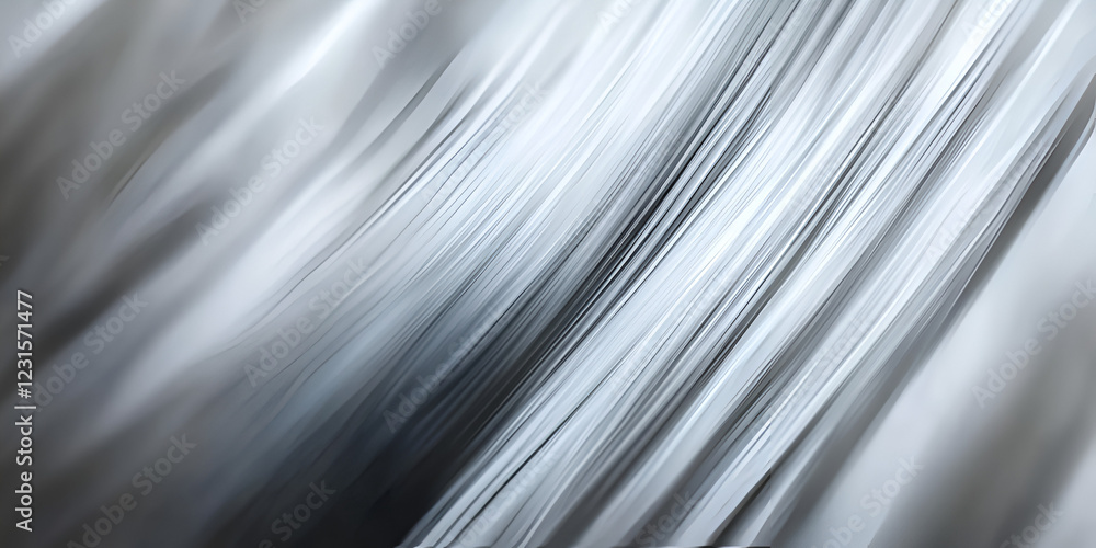 Fototapeta premium Abstract Silver Lines: A captivating abstract design featuring an array of shimmering silver lines flowing in a graceful, diagonal pattern, creating a mesmerizing and elegant effect. The soft.