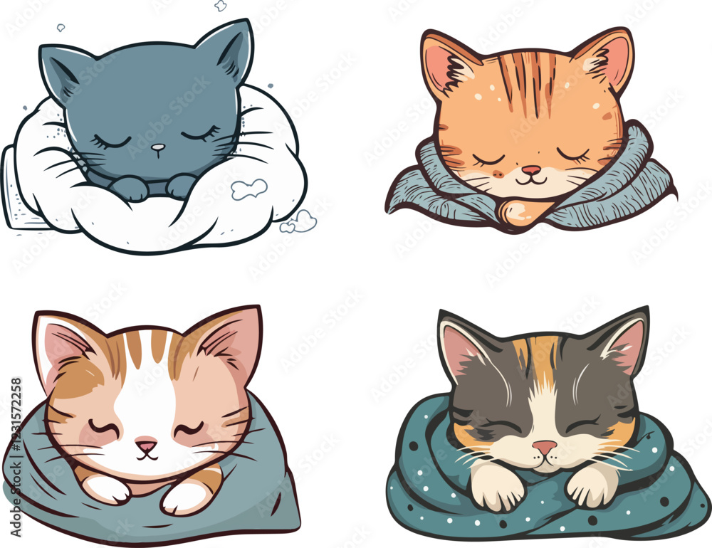 Fototapeta premium Cozy Cats in Blankets