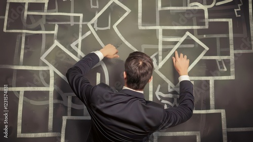 Business consultant breaking down goals into short-term and long-term categories, marking each completed goal. 