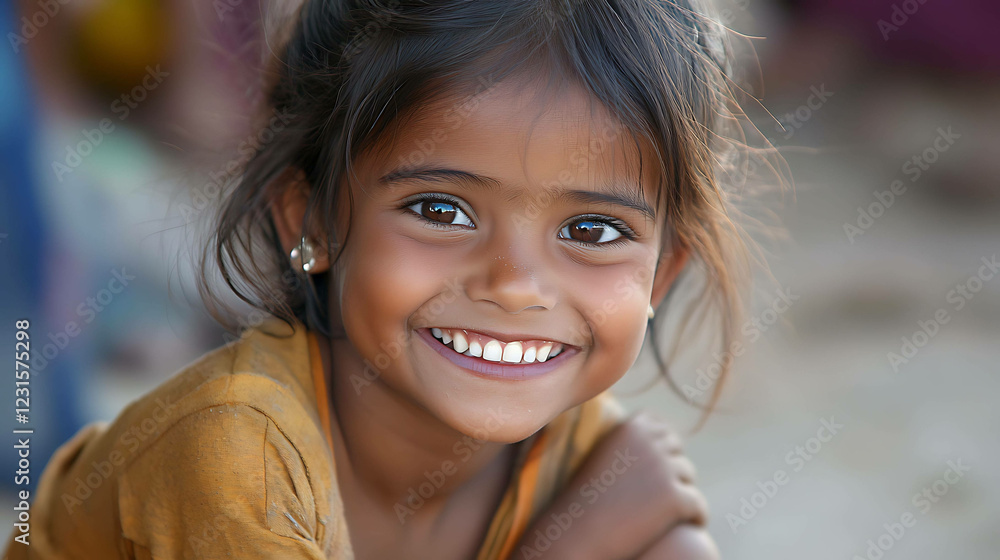 Young child with a playful, carefree smile, eyes sparkling Young child with a playful, carefree smile, eyes sparkling
