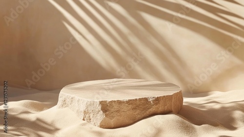 Wallpaper Mural Stone podium on sand with palm shadows. Torontodigital.ca