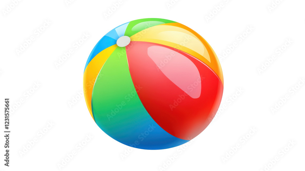 Colorful beach ball rotating on transparent background