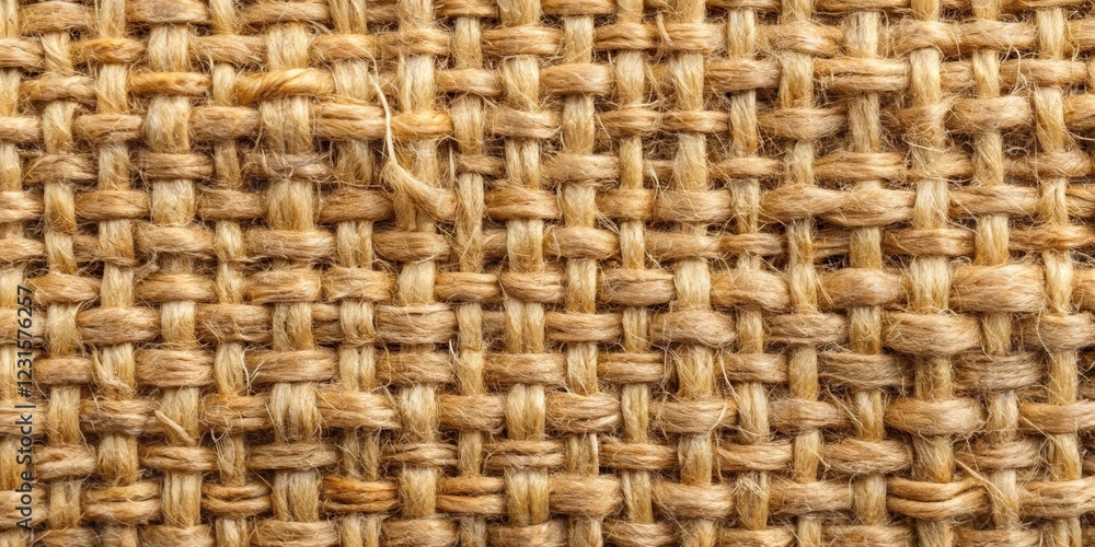 Close-up view of a tightly woven burlap texture showcasing intricate fiber details Close-up view of a tightly woven burlap texture showcasing intricate fiber details