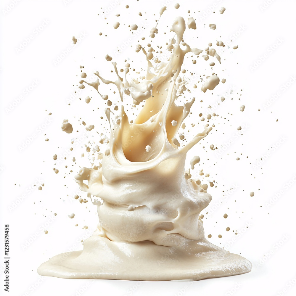 Creamy Liquid Splashing Upwards In Motion Creamy Liquid Splashing Upwards In Motion