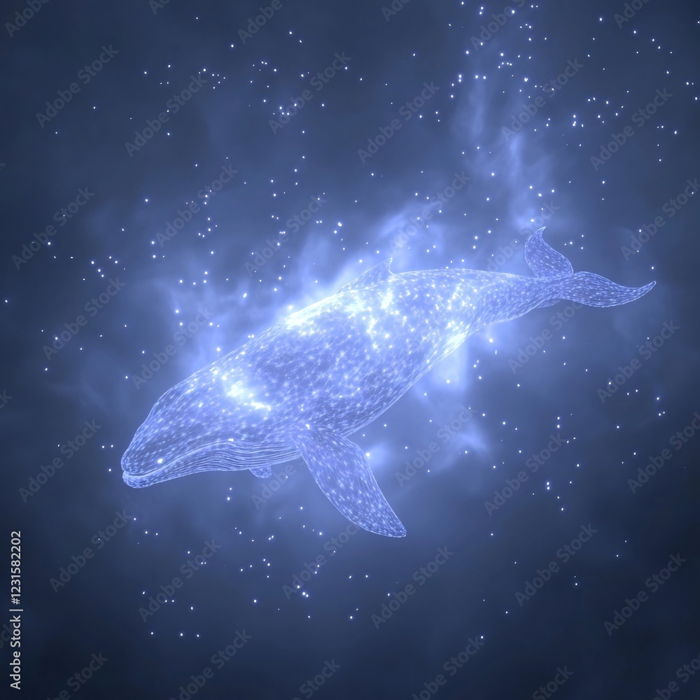 Glowing whale, ocean depths, digital art, nature fantasy, website banner Glowing whale, ocean depths, digital art, nature fantasy, website banner