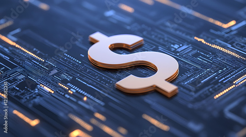 Blue computer circuit board closeup representing the financial technology of digital money