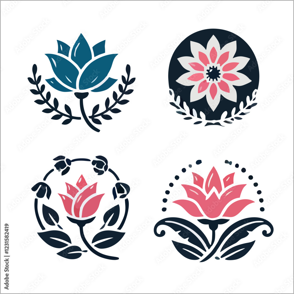 Obraz premium logo flower vector illustration white background