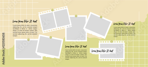 Pictures or photos frame collage. comics page grid layout abstract photo frames and digital photo wall template