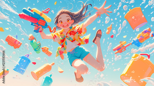 Songkran Splash: Joyful Water Gun Fun