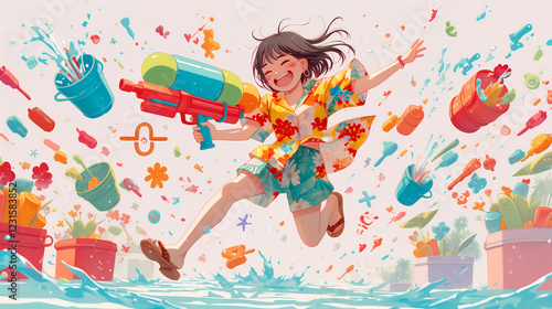 Songkran Splash: Joyful Water Gun Fun