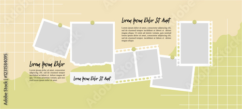 Pictures or photos frame collage. comics page grid layout abstract photo frames and digital photo wall template