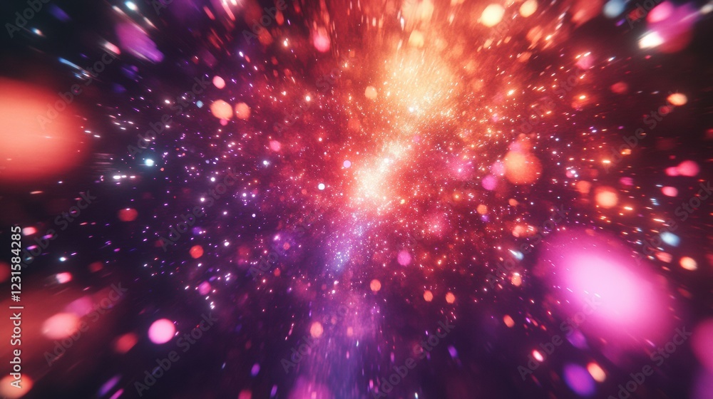 A starry night sky with a burst of colorful lights. A starry night sky with a burst of colorful lights.