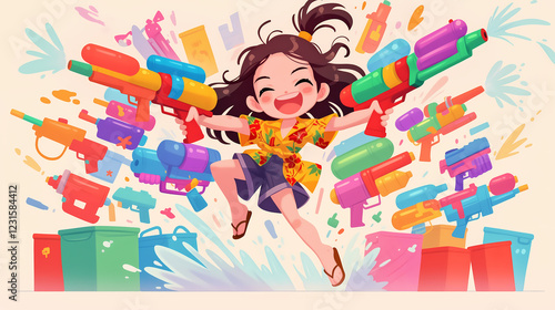 Songkran Splash: Joyful Water Gun Fun