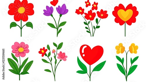 Wallpaper Mural Colorful cartoon flower bouquet illustrations; perfect for greeting cards, website design, and social media Torontodigital.ca