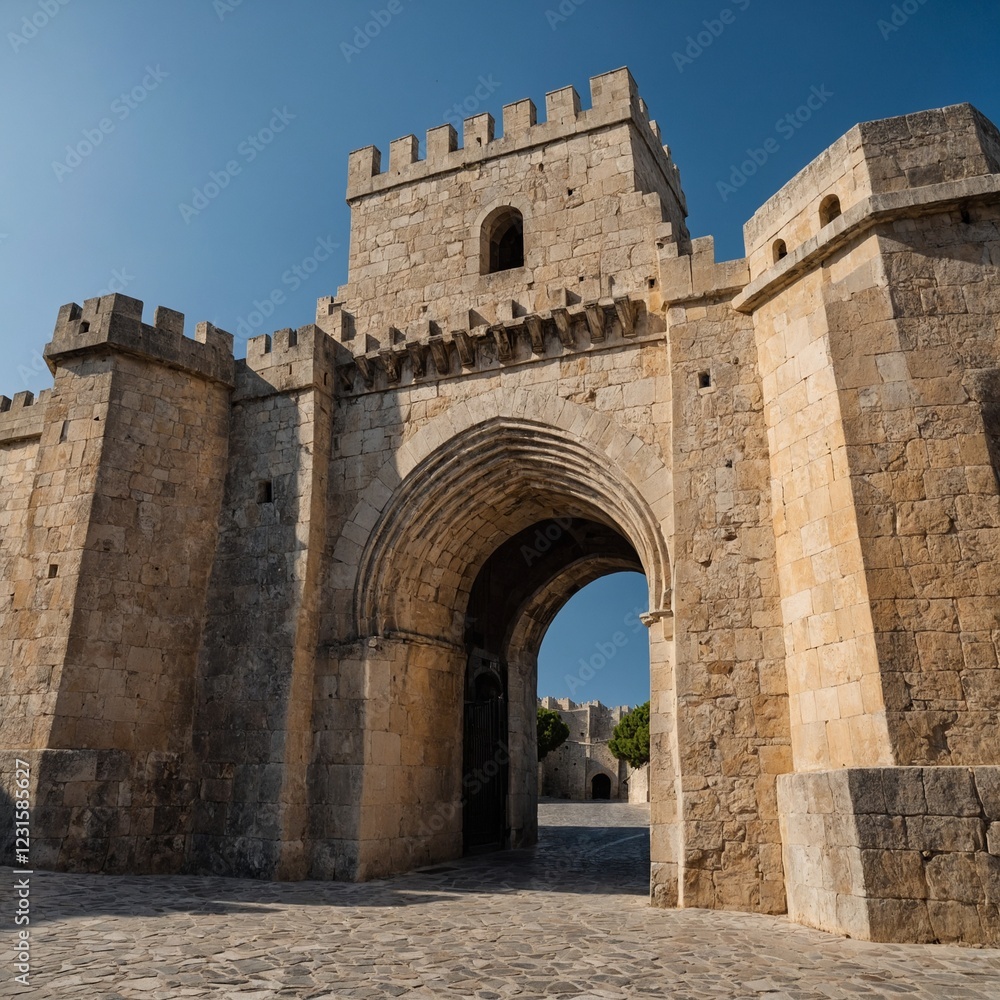 Rhodes Old Town gates with a white background. Rhodes Old Town gates with a white background.