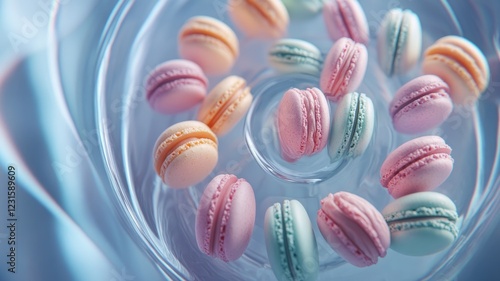 Wallpaper Mural Colorful macarons in glass bowl, close-up view Torontodigital.ca
