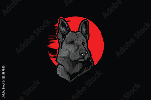 German Shepard dog vector image template design