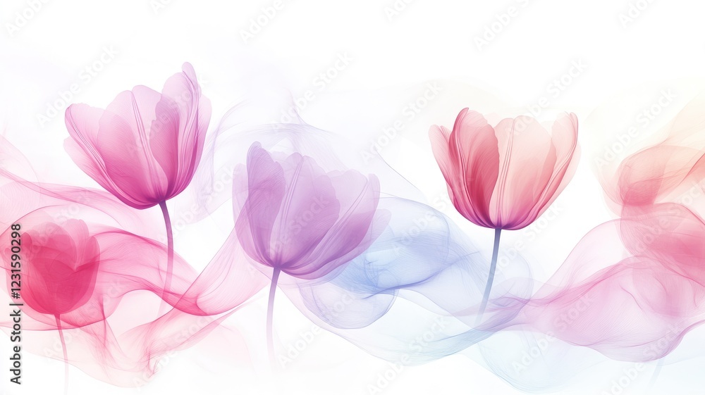 Naklejka premium Elegant pastel flower art with flowing, delicate colors