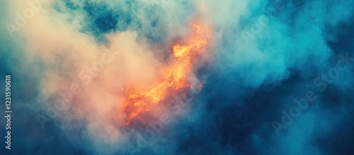 Wallpaper Mural Aerial view of a vibrant orange fire line amidst thick white smoke against a contrasting bright blue sky highlighting environmental impact Torontodigital.ca
