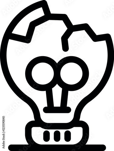 Broken lightbulb representing a lack of ideas, a mental block, or a failure in innovation