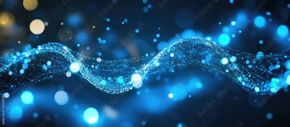 Vibrant deep blue abstract background with luminous bokeh lights in wavy patterns creating a captivating visual effect for design use Vibrant deep blue abstract background with luminous bokeh lights in wavy patterns creating a captivating visual effect for design use