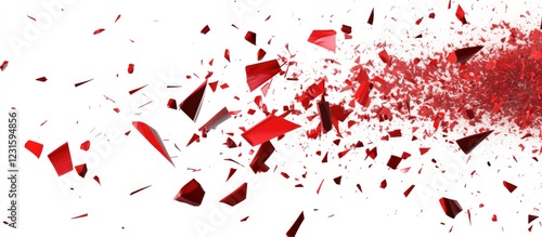 Wallpaper Mural Red shards explode dynamically into the air against a stark white background, highlighting the intensity and motion of vibrant red fragments. Torontodigital.ca
