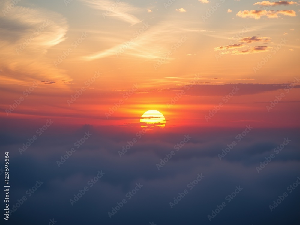 Obraz premium Foggy Easter Dawn - Golden Sunrise Hues