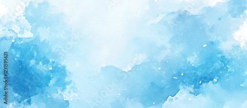 Luminous blue winter snowflakes blend harmoniously in a soft watercolor background creating a serene enchanting atmosphere with gentle light effects