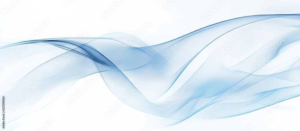 Obraz premium Translucent blue waves gracefully flowing across a light background creating a serene and calming abstract composition.