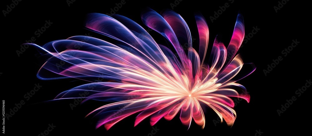 Vibrant abstract fireworks in shades of pink and blue create an enchanting display against a black background, perfect for celebrating occasions. Vibrant abstract fireworks in shades of pink and blue create an enchanting display against a black background, perfect for celebrating occasions.