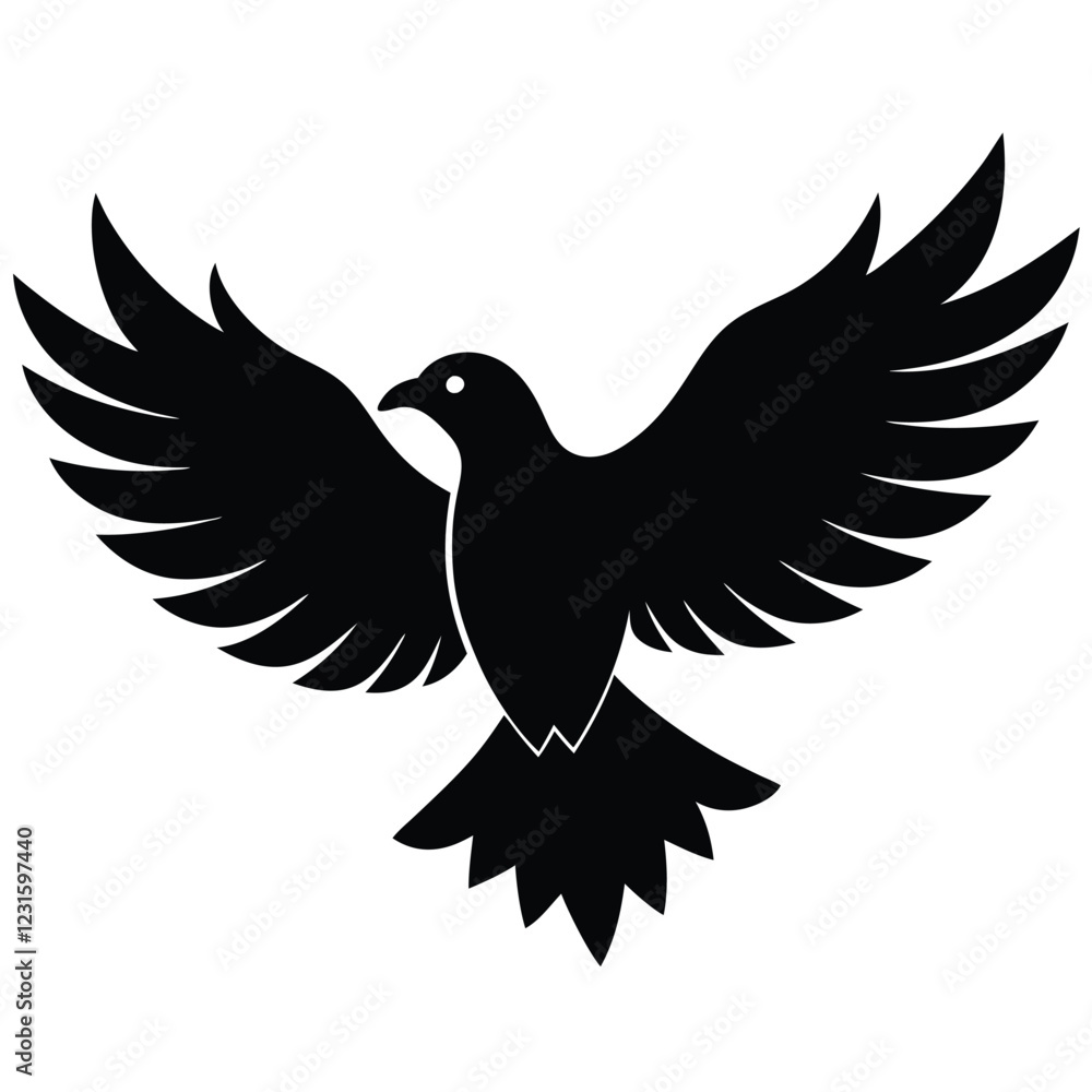 Fototapeta premium Flying eagle symbol vector icon.