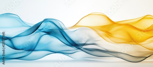 Flowing abstract waves in yellow blue and grey illustrating temperature control concepts for home comfort and air conditioning efficiency